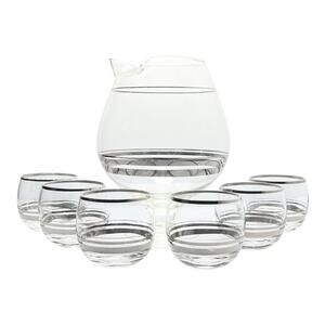1950s Dorthy Thorpe Mid-century Vintage 7-Piece Martini Pitcher Roly Poly Set